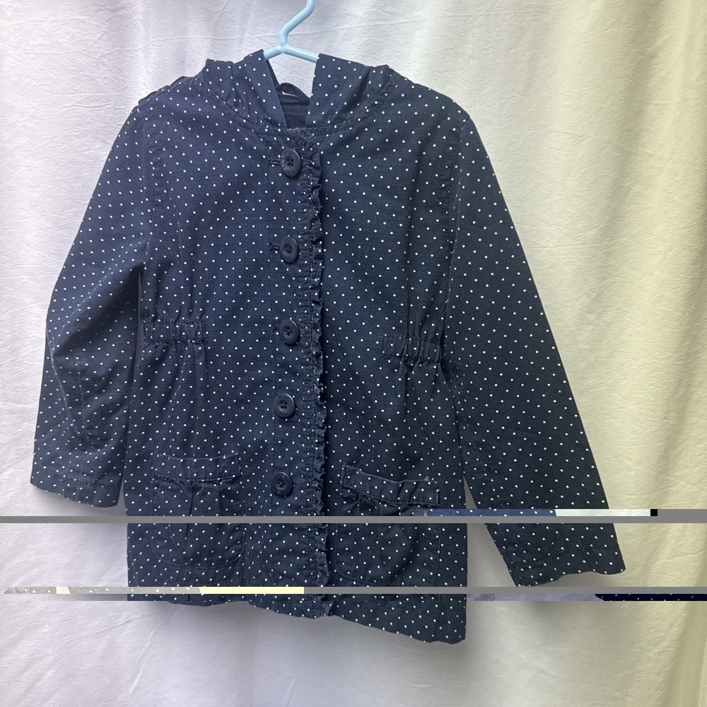 Baby Gap toddler girl Jacket Size (4T)‎ Navy Polkadot Ruffles Year 2013